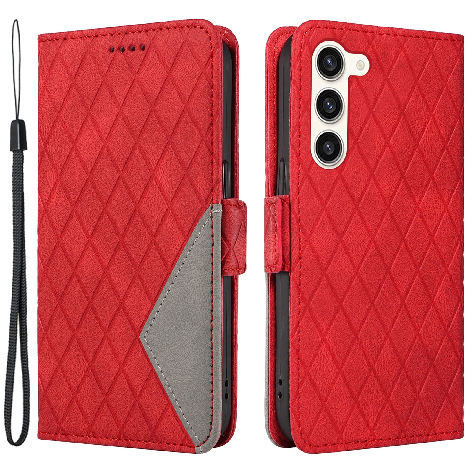 Rhombus Imprinted Case for Samsung Galaxy S23 Wallet Stand PU Leather Phone Cover Rhombus Imprinted Case for Samsung Galaxy S23 Wallet Stand PU Leather Phone Cover